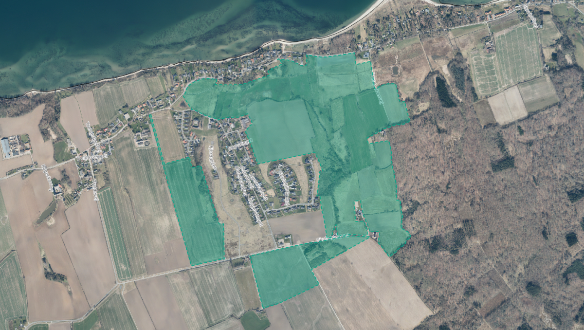 Kort over projekt ved Flansbæk og Skullebæk