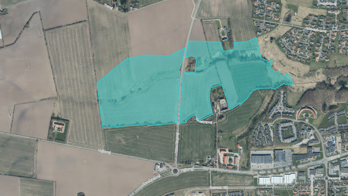 Kort over projekt ved Ullerup Bæk