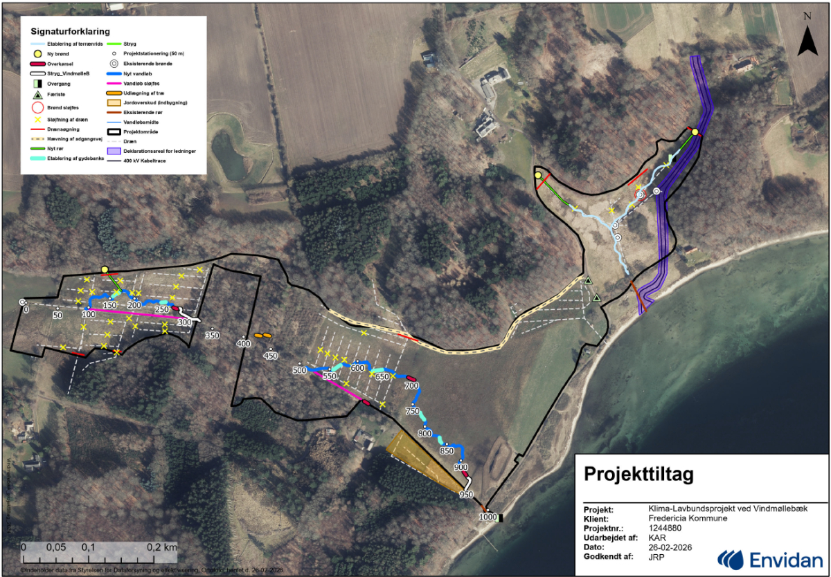 Kort over projekt ved Vindmølle Bæk