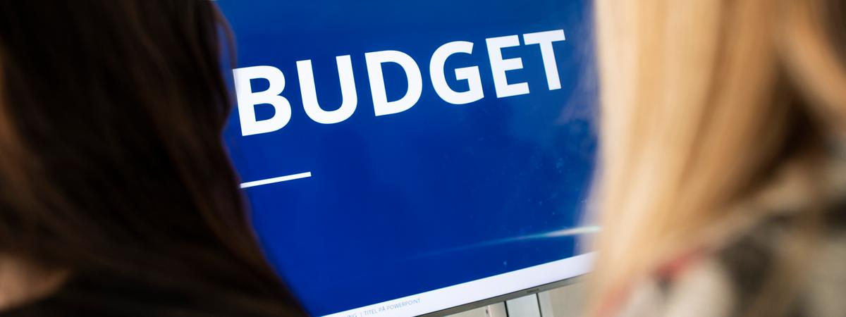 Billede af skærm med teksten budget