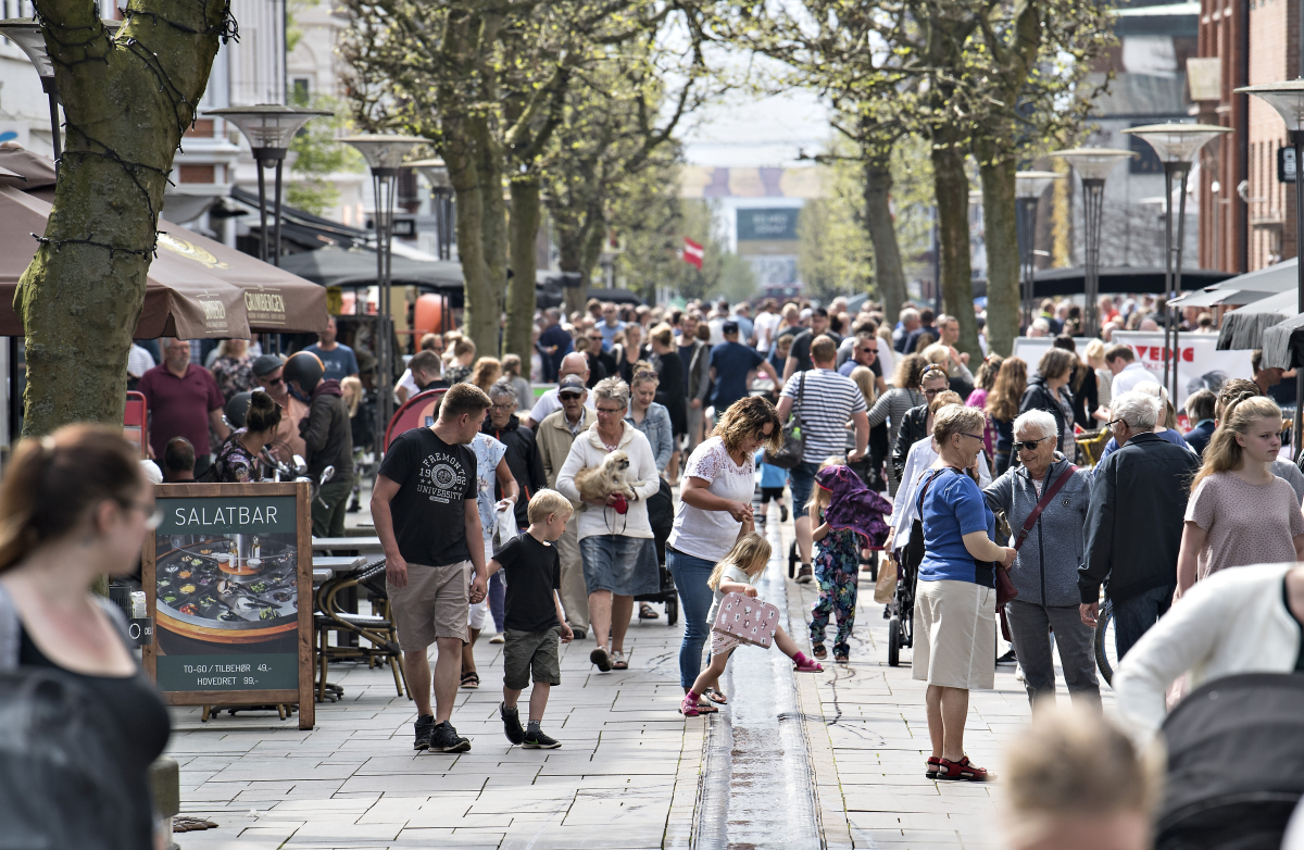Billede af bylivet i Fredericia midtby